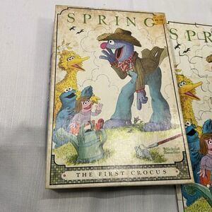 Vintage Milton Bradley Sesame Street Spring The First Crocus‎ 60pc Puzzle